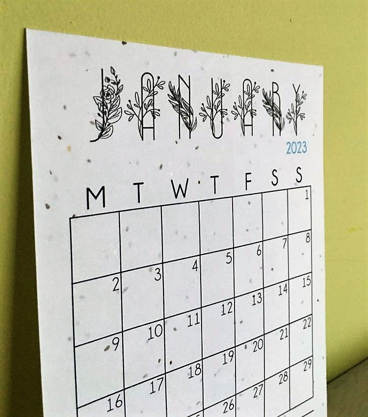 Black & White Botanical Plantable Calendar