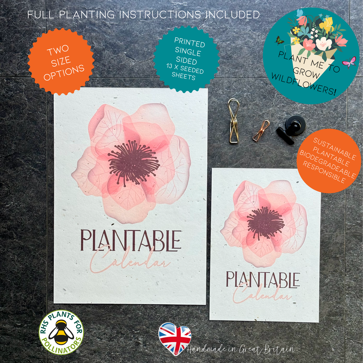 Plantable Calendar - Watercolour Flowers